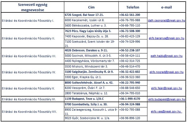 Elérhetőség - szervezeti